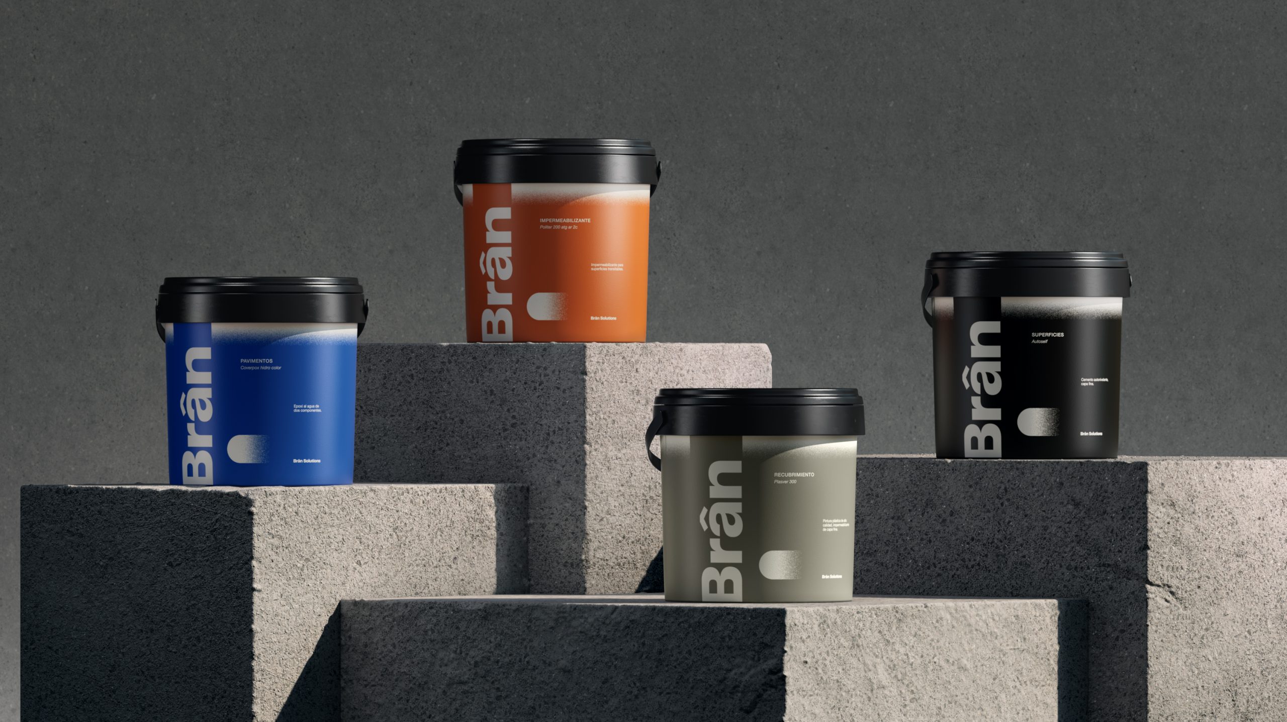 Photorealistic 3D packaging render - stone surface composition